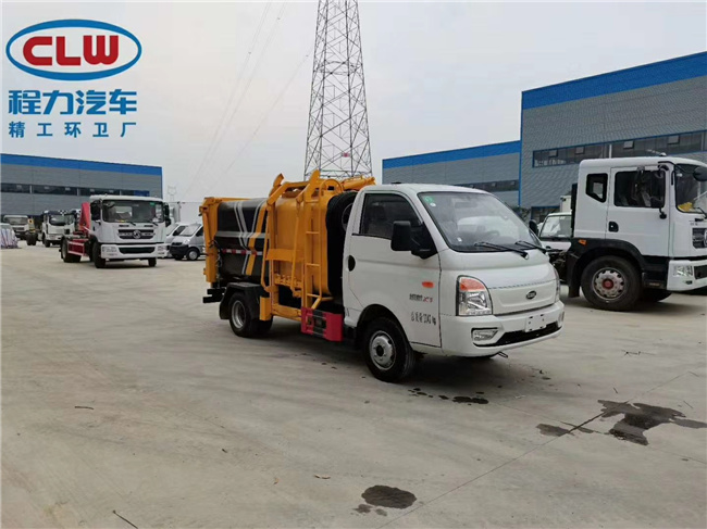 國六唯一款汽油版側裝壓縮垃圾車-藍牌垃圾車